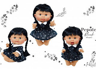 #DM_COLOR_REF# Пупс Nines d'Onil Pepotes Венсдей Black Doll, 26 см #Tiptovara# фото для пупсика