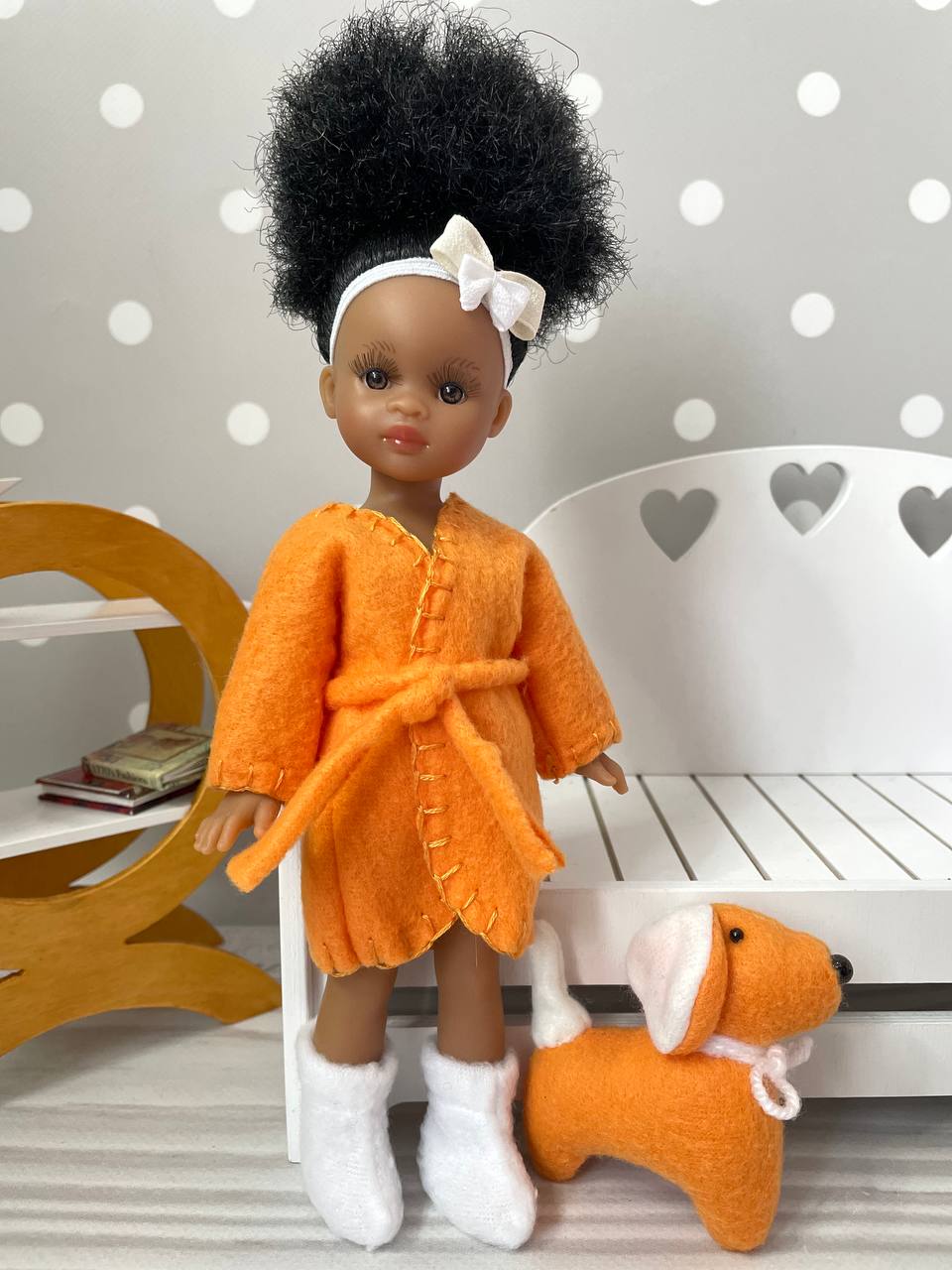 Флисовый комплект - пальто, сапожки, игрушка для куклы мини Паола Рейна, 21 см Paola Reina HM-KS-1028 #Tiptovara#