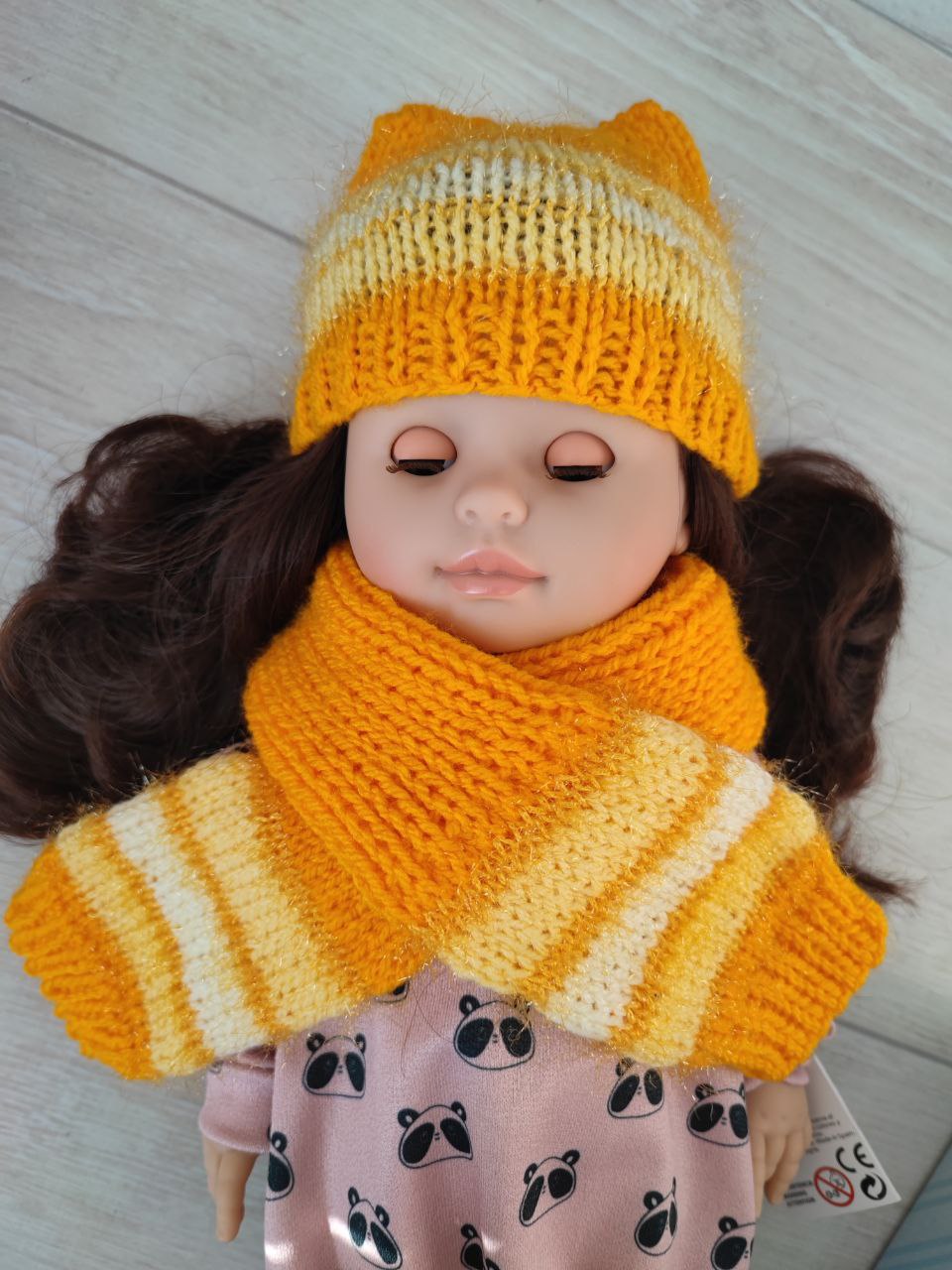 Кукольная шапка и шарф Yellow N для Paola Reina Paola Reina HM-VA-1011 #Tiptovara#