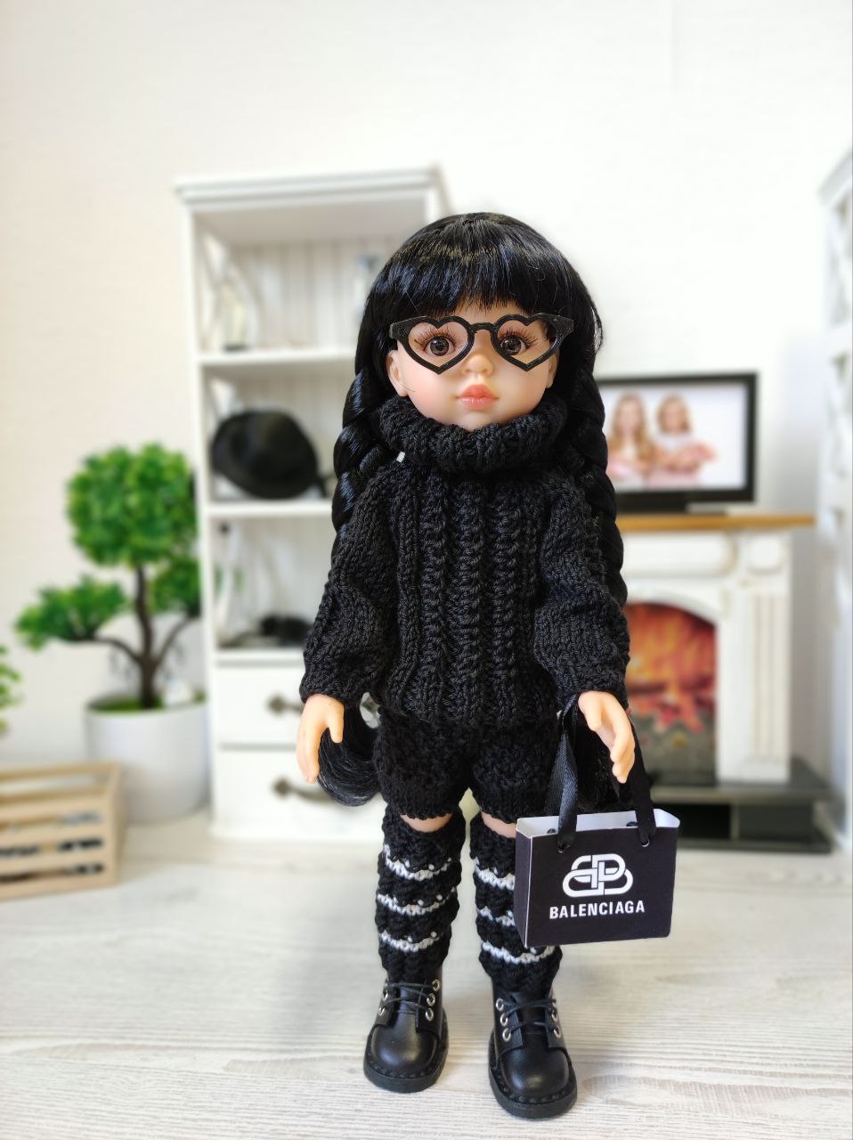 Вязаный коомплект одежды для куклы Венсдей Паола Рейна, 32 см  HM-YG-1006 #Tiptovara#