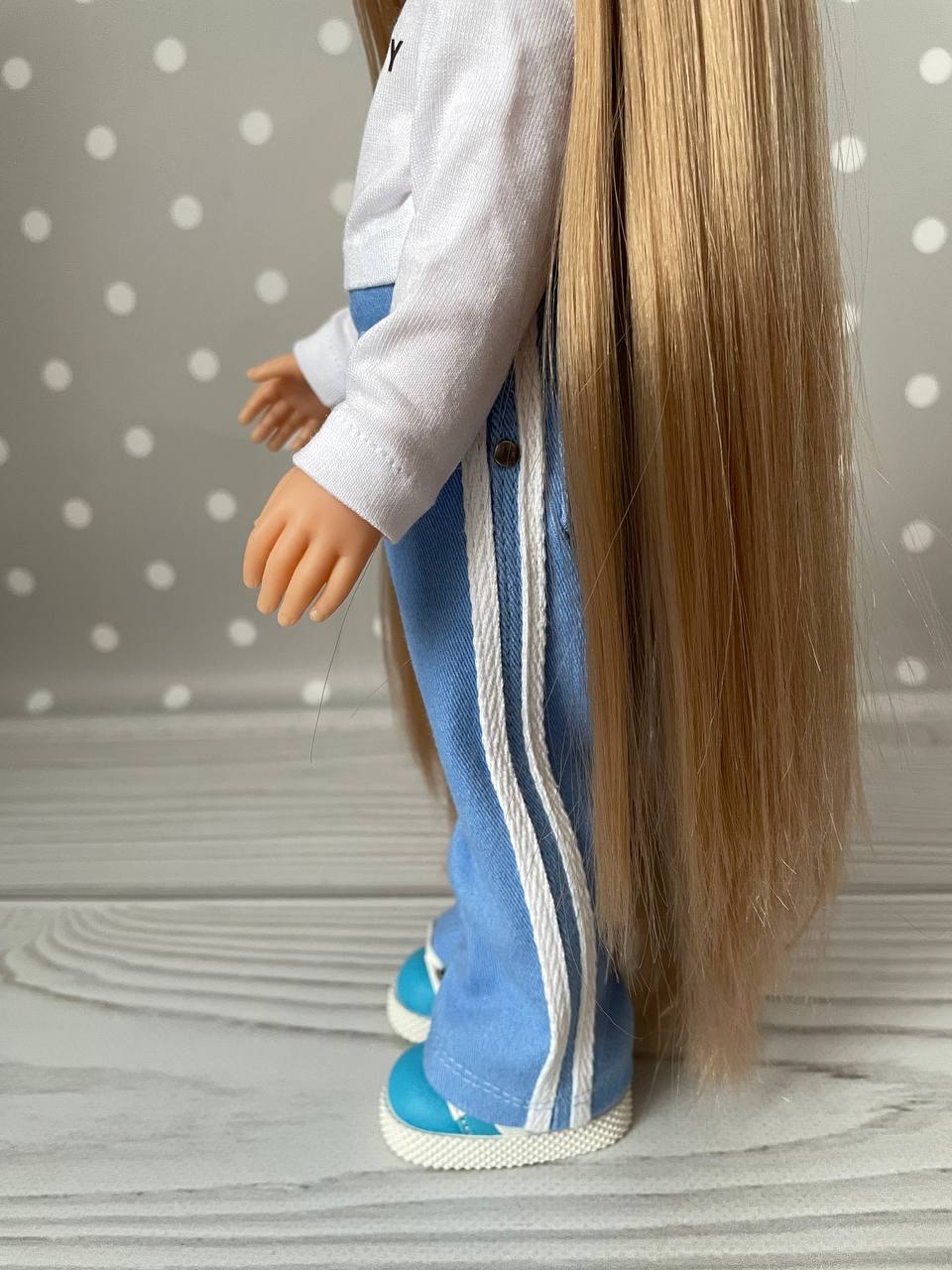 Джинсы с лампасами голубые для кукол Paola Reina 32 см Paola Reina HM-GL-1081 #Tiptovara#