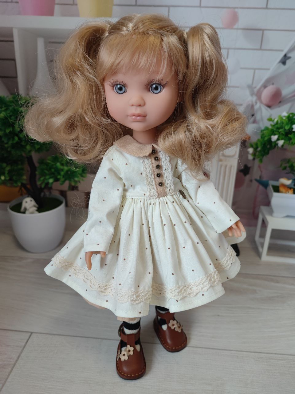 Бежевое платье с воротником и длинными рукавами для Paola Reina Paola Reina HM-BV-1104 #Tiptovara#