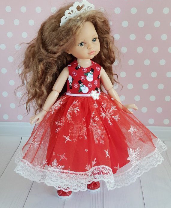 Красное новогоднее платье для куклы Paola Reina, 32 см Paola Reina HM-SL-29 #Tiptovara#