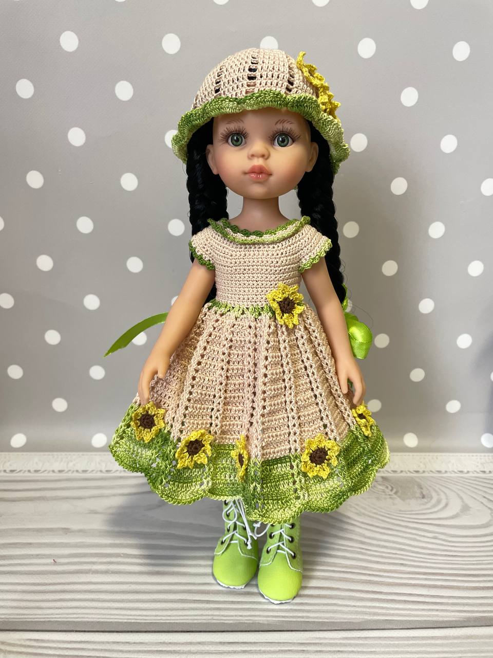 Красивое платье со шляпкой куклам Паола Рейна (ручная работа) Paola Reina HM-PO-1036 #Tiptovara#