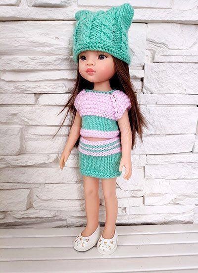 Юбка, топ, шапка Paola Reina - наряд мята для куклы 32 см Paola Reina  #Tiptovara#