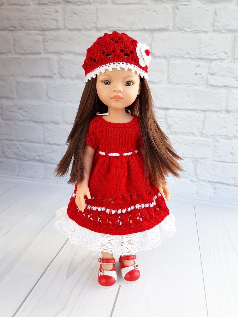 Красное платье с кружевом для кукол Paola Reina, 32 см Paola Reina HM-EK-102 #Tiptovara#