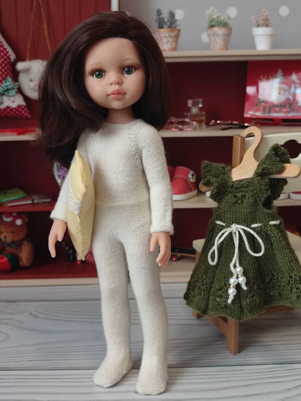 Одежда для куклы Paola Reina 32 см - вязаный комбинезон и платье Paola Reina HM-PO-1040 #Tiptovara#