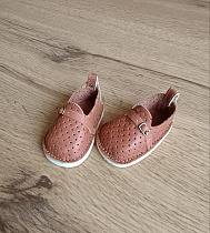 Коричневые лоферы кожа для куклы Gotz 50 см