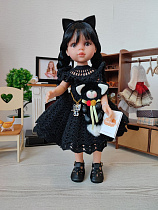 Кукла Венсдей/Wednesday в платье Black Cat Paola Reina, 32 см