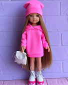 Комплект неоново розовый худи и шапка для кукол Paola Reina, 32 см