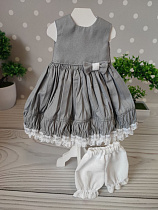 Серое платье с панталонами куклам Паола Рейна 32 см