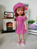 Вязаное розовое платье для куклы Paola Reina/Emily Antonio Juan, 32 см