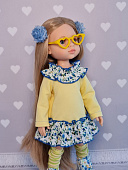 Желто-синий костюм (платье и чулки) для кукол Paola Reina, 32 см