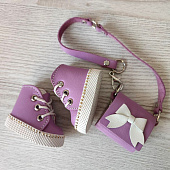 Комплект Бантик сумка и ботинки для куклы Paola Peina- сирень