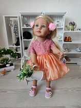 Оранжевое платье для куклы Лотта Готц/ Бетти Ламаджик и похожих