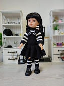 Вязаный костюм Венсдей Адамс/Wednesday Addams для кукол подружек Paola Reina, 32 см