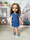Голубое вязаное платье Handmade для кукол Paola Reina, 32 см