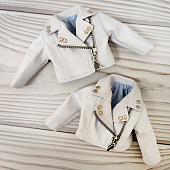 Кожаная куртка косуха белая для кукол Paola Reina