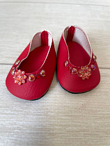 Красные туфли балетки для куклы Betty Lamagik (6 на 3,5 см)