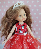Красное новогоднее платье для куклы Paola Reina, 32 см