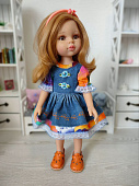 Джинсовое платье с вышивкой для куклы Paola Reina Handmade, 32 см