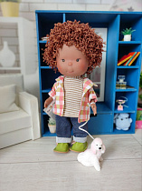 Шарнирная кукла мальчик Pippo Mulato Pet Dog Nines d'Onil 2902, 30 см