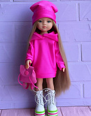 Комплект фуксия худи и шапка для кукол Paola Reina, 32 см