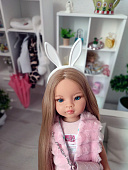 Обруч с ушками Зайка белые для куклы Паола Рейна, 32 см