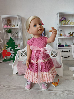 Вязаное платье для кукол Лотта Готц 36 см, Лоренс 42 см и других Gotz HM-VA-1002 #Tiptovara#