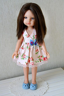 Персиковое в розы платье с заколкой для куклы Paola Reina Paola Reina HM-SL-012 #Tiptovara#