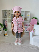 Меховая жилетка с шапкой Pink для кукол Паола Рейна, 32 см