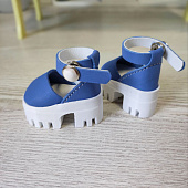Синие кожаные туфли на белой пластиковой подошве для Paola Reina, 32 см
