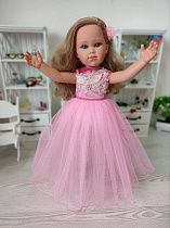 Пышное розовое платье для куклы LLorens, 42 см