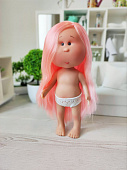 Испанская кукла Mia Nines d'Onil розовые волосы без одежды, 30 см