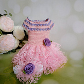Роза - платье крючком для куклы Паола Рейна, 32 см