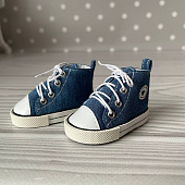 Джинсовые высокие кеды Конверс на шнурках для куклы Лотта Готц, 36 см