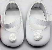 Туфли с розочкой для пупсов и больших кукол 7 на 3,5 см белые