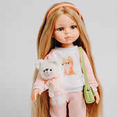 Белая лисичка - игрушка брошь для куклы Паола Рейна