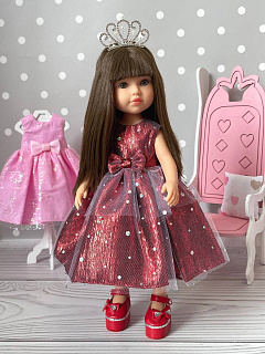 Красное платье из парчи для куклы Paola Reina / Catalina Dolls, 32 см Paola Reina HM-KS-1097 #Tiptovara#