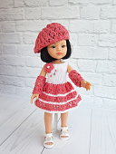 Платье для куклы Paola Reina малинка с беретом Handmade, 32 см