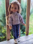 Вязаный спицами свитер для куклы Паола Рейна 32 см