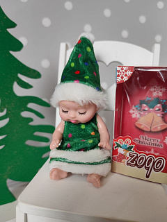 #DM_COLOR_REF# Пупс девочка в новогоднем костюме 11 см фото для пупсика